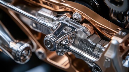 Polished Metal Engine Components Close Up Detail