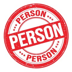 PERSON text written on red round stamp sign