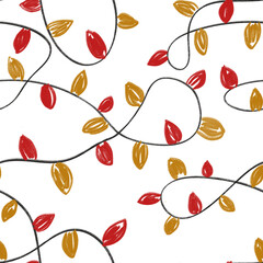 Christmas lights seamless repeat pattern, holiday background