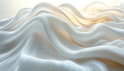 Obraz premium Abstract White Fabric Flow Natural Light Minimalist Texture Composition