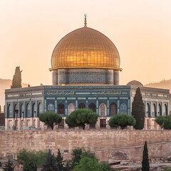 Obraz premium Isra Miraj with masjid al Aqsa illustration background