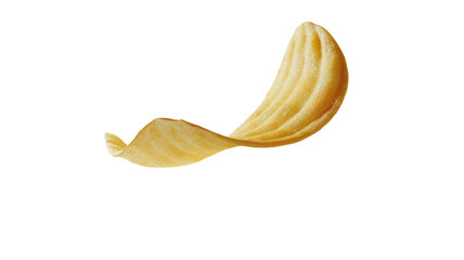 Flying Potato Chip Isolated on a White Background for Culinary and Snack Promotion