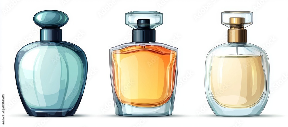 Poster this is a mockup of a 3d glass perfume bottle. this is a mockup of a 3d cosmetic container. this is 