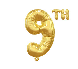 9th Anniversary Gold Balloon