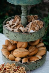 Rustic Bread Display with Pasta Salad