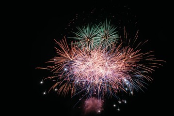 Vibrant fireworks against night sky