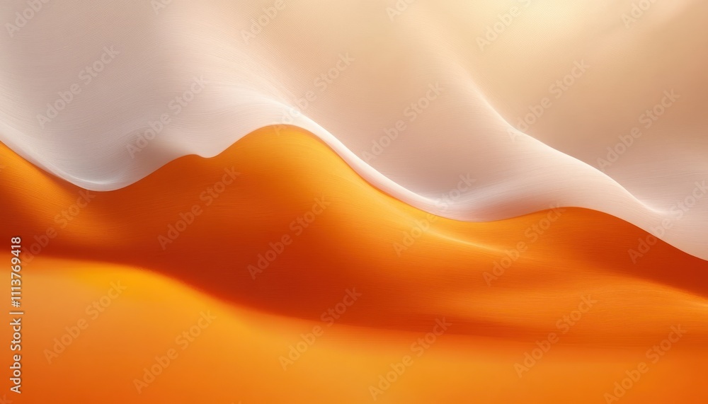 Poster minimalist abstract art soft orange gradient with gentle lighting smooth curves calming composition 