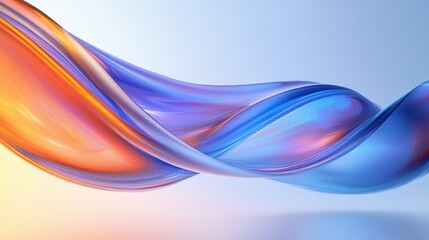 Fototapeta premium Abstract Three Dimensional Glass Design with Colorful Light Reflections and Minimalist Flowing Aesthetic