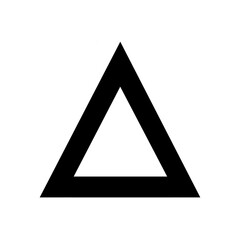 Big triangle icon in black, outline style and transparent background

