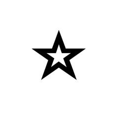 Fototapeta premium Black icon of Rating icon, black star png Minimalist flat icon, vector logo style sign clipart on a transparent background
