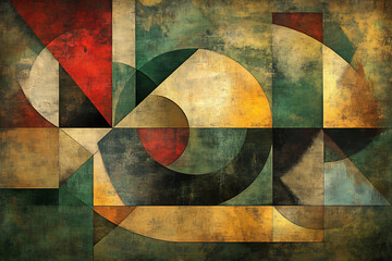 Abstract geometric art in warm tones