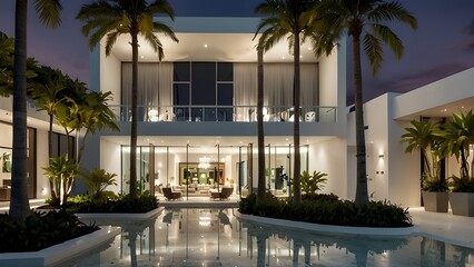 Chic and modern Palm Court in the Miami Design District, Miami, Florida, trendy, upscale, luxury, interior design