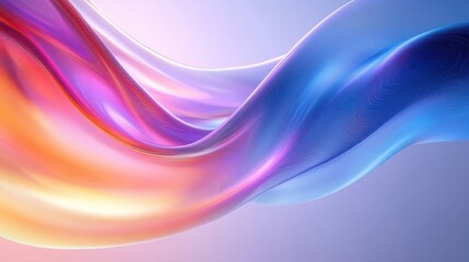 Abstract Flowing Colors Minimalist Design Vibrant Light Reflections Curved Glass Shape 3D Render
