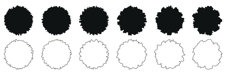 Set of circular outline template isolated on transparent background. Vector design elements.