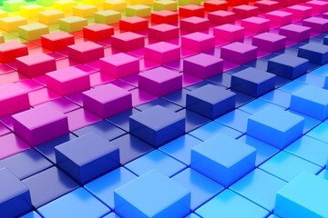 Colorful abstract background with boxes 3D illustration