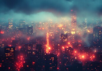 Fototapeta premium Winter City Night Background with Bokeh Street Lights for Christmas and New Year Celebration