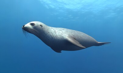 Obraz premium california sea lion swimming under water, Generative AI 