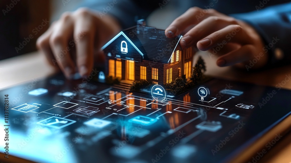 Aufkleber interactive holographic smart home interface with detailed features and control options