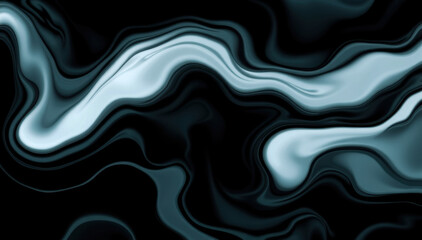 Abstract Dark Teal and Black Swirling Liquid Design