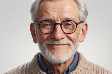 Portrait of a smiling senior man with glasses.