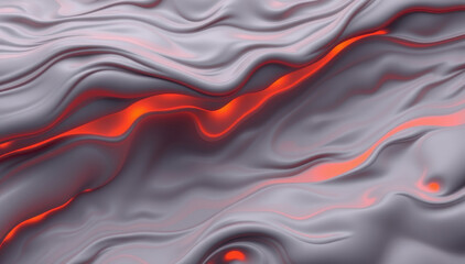 Abstract Gray Waves with Orange Glowing Lines