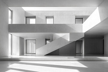 Obraz premium Modern Concrete Building Interior Staircase Design