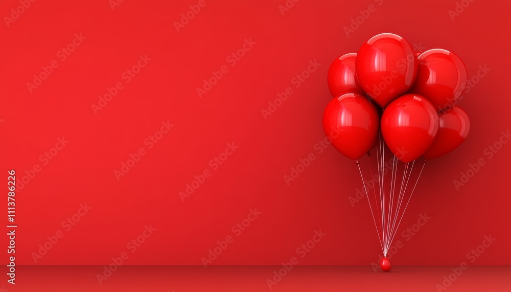 Aufkleber red background with a bunch of red balloons in the foreground. the balloons are arranged in a way th