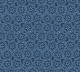 Naklejka premium Japanese Overlap Star Flower Vector Seamless Pattern