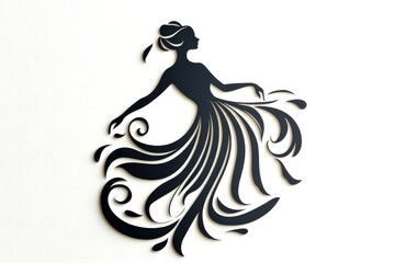 Obraz premium Elegant Dancing Girl Logo. Black and white image with vintage elements. Element for creating design of postcards, emblems, monograms for salon, boutique, dance club. Generated by AI