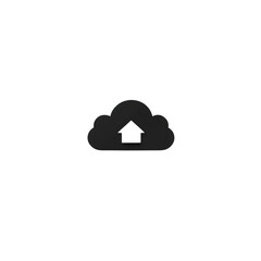Black icon of Upload Cloud icon png Minimalist flat icon, vector logo style sign clipart on a transparent background