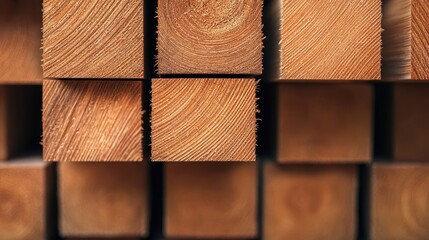 Woodworking process close-up of freshly cut timber blocks in workshop natural environment artistic viewpoint craftsmanship concept