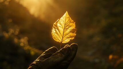 A yellow autumn leaf suspended in the air over the forest floor, Vibrant autumn foliage backlit by golden sunlight generated by artificial intelligence, autumn leaves on the background of the rays 