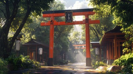 Tranquil Pathway Through the Sacred Torii