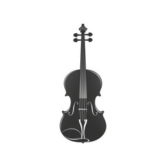 Obraz premium Black icon of Violin icon png Minimalist flat icon, vector logo style sign clipart on a transparent background