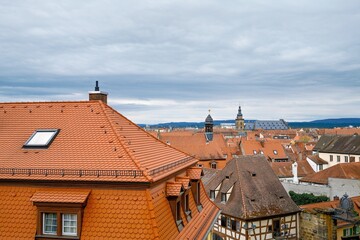 Panoramic view of the old town of Bamberg in Bavaria, Germany.