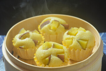 さつま芋の蒸しパンを蒸籠で作る