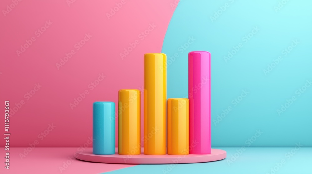Poster colorful bar graph displaying data trends studio setting digital illustration modern design creative