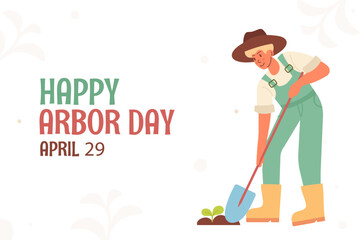 Arbor Day banner background in flat