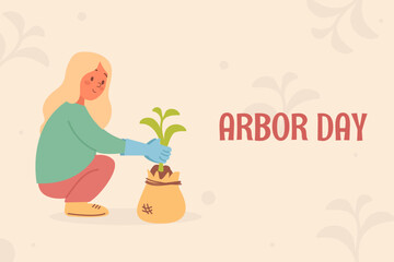 Arbor Day banner background in flat style