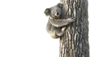 Obraz premium Charming 3D Rendering of a Koala Climbing a Tree for Wildlife Conservation Projects