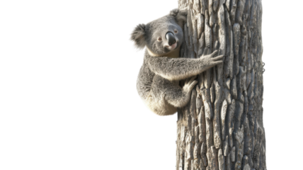 Charming 3D Rendering of a Koala Climbing a Tree for Wildlife Conservation Projects