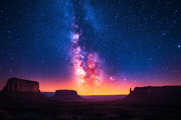 Majestic Milky Way Galaxy Over Desert Landscape