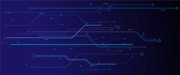 Abstract technological background, Vector circuit board electronics digital technology banner blue.