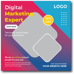 new gradient color square size social media banner design for marketing agency