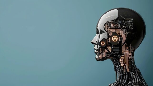 A futuristic robotic head showcasing intricate circuitry, symbolizing the fusion of technology and humanity in artificial intelligence.