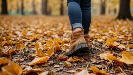 person walking in autumn park
