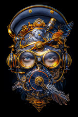 Obraz premium Steampunk People. AI generated image. A digital illustration of a steampunk adventurer as a poster design.