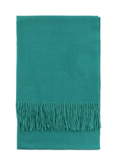 Folded plain colored green blanket scarf isolated on white background
