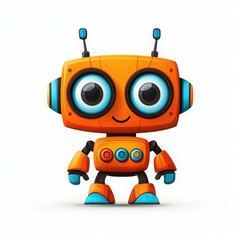 Obraz premium Cheerful Orange Robot with Big Eyes and Colorful Design for Fun Projects