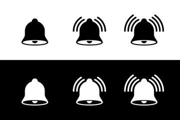 Notification bell icon set. Alarm reminder sign symbol